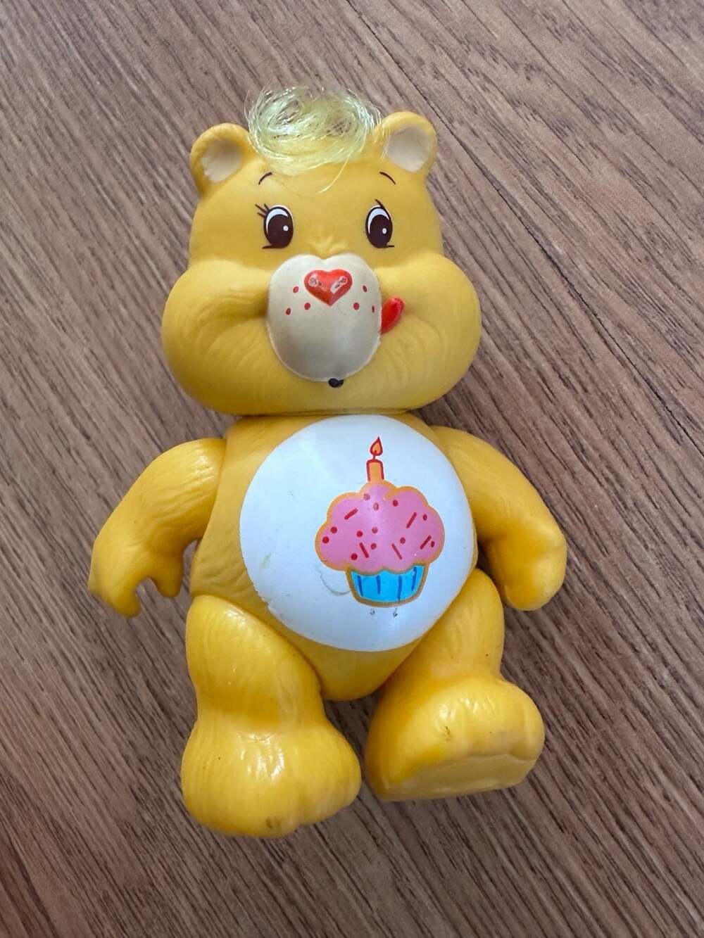 Vintage 1980s Care Bears Birthday Bear Posable PVC Figure with Cupcake Belly Bad